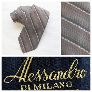 Alessandro Di Milano Gray Diagonal Striped Neck Tie